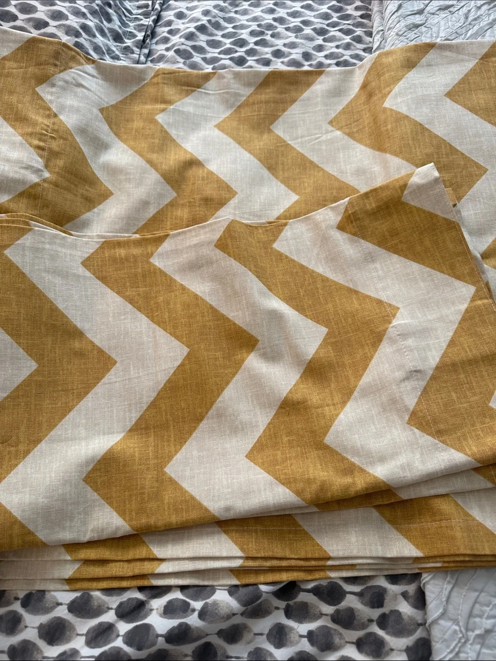 West Elm Chevron Gold/Cream 2 Curtain Panels